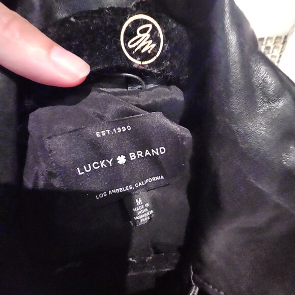 Black Leather Lucky Brand Jacket - Picture 5 of 11